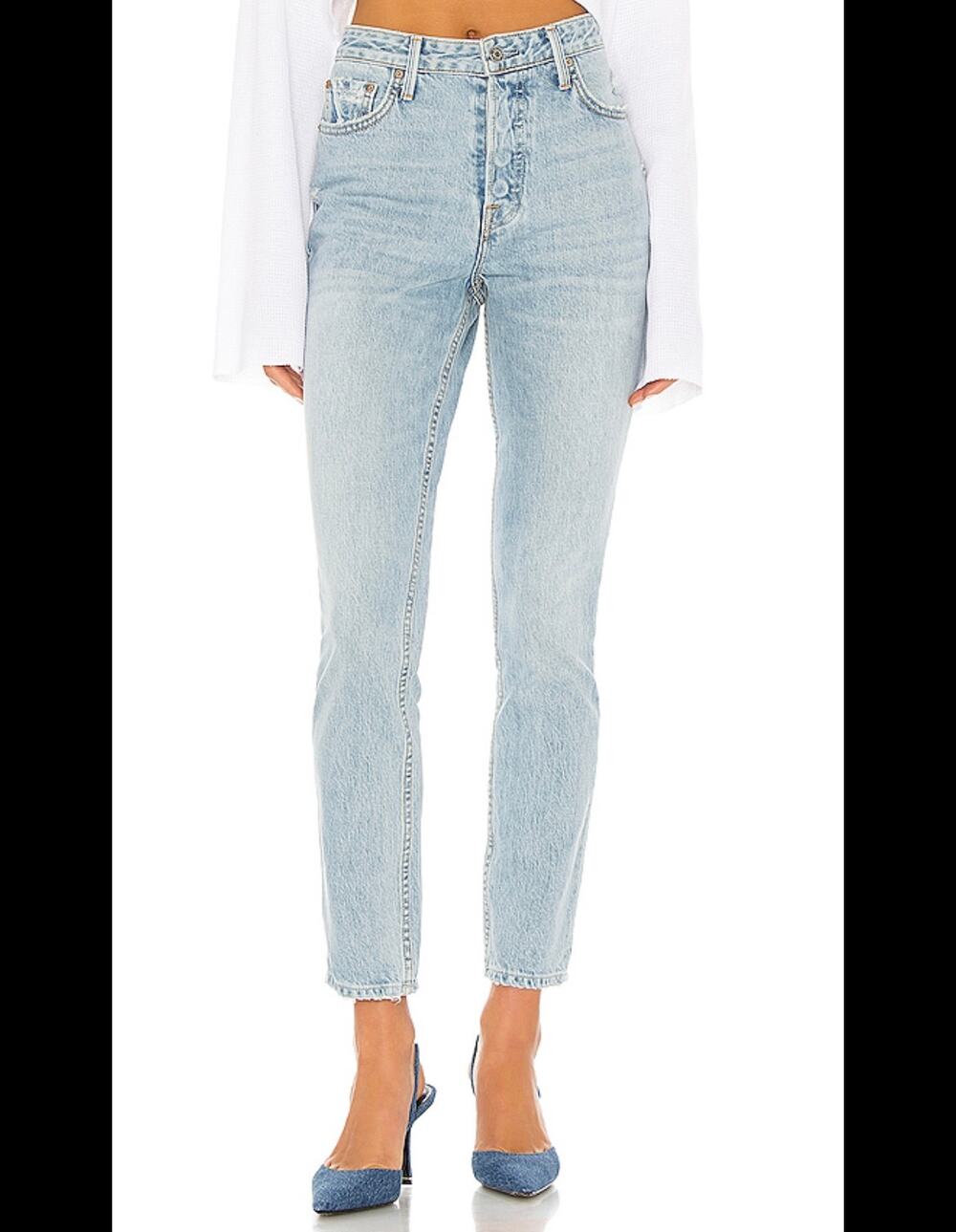 GRLFRND Karolina Skinny Jeans High Rise Button Fly In On The Horizon Size 26